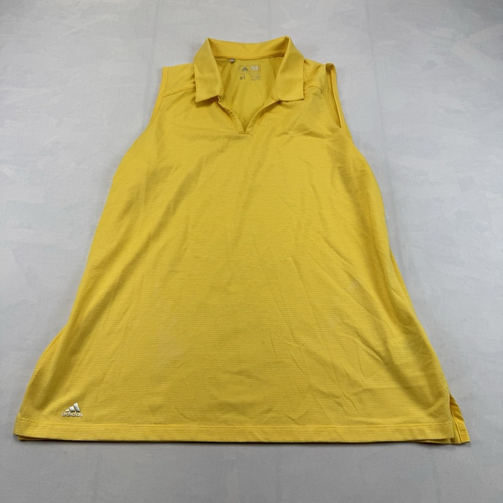Adidas Golf Sleeveless Polo Shirt Womens XL Yellow Performance Climalite